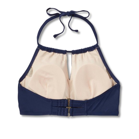 Women's Post Mastectomy High Neck Keyhole Bikini Top Kona Sol Navy Blue Large - Picture 3 of 9